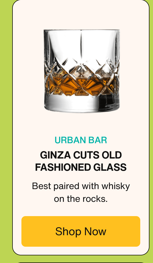 Urban Bar Ginza Cuts Old Fashioned Glass